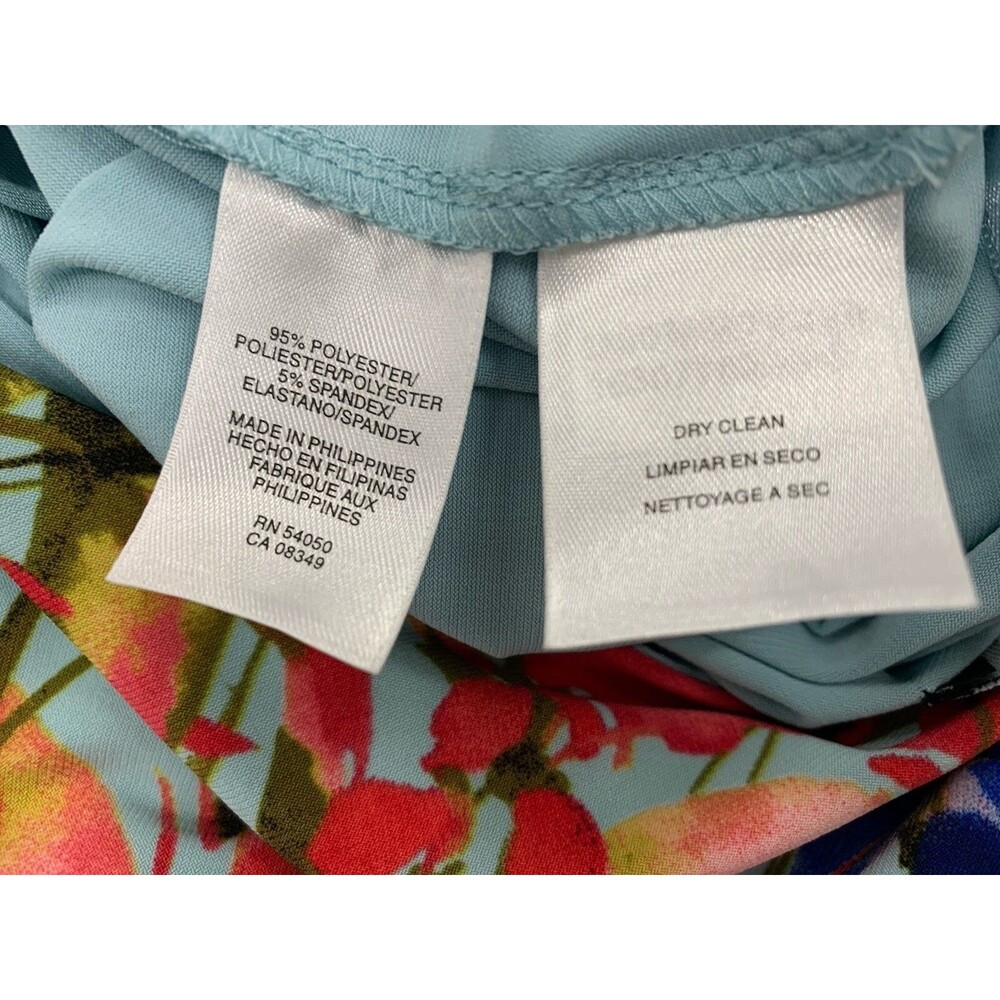 Jones New York Colorful Floral Ruched Knit Dress Size 12 Cottage Romantic Travel - Picture 5 of 15